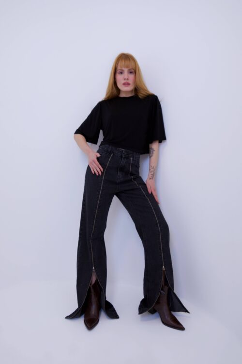 Calça Jeans Escuro Zíper