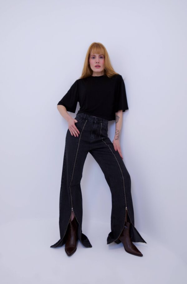 Calça Jeans Escuro Zíper
