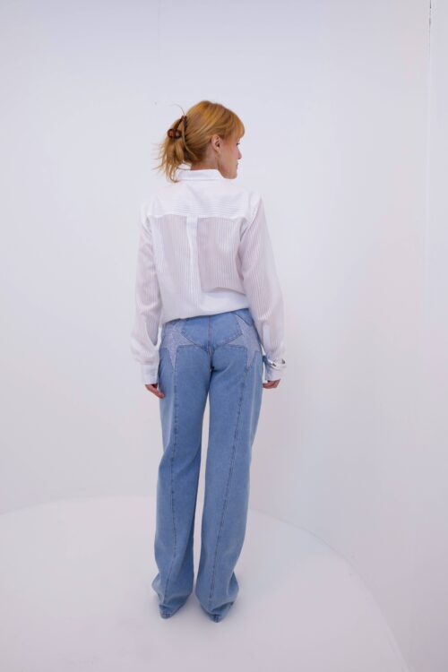 Calça Jeans Claro Aplicação